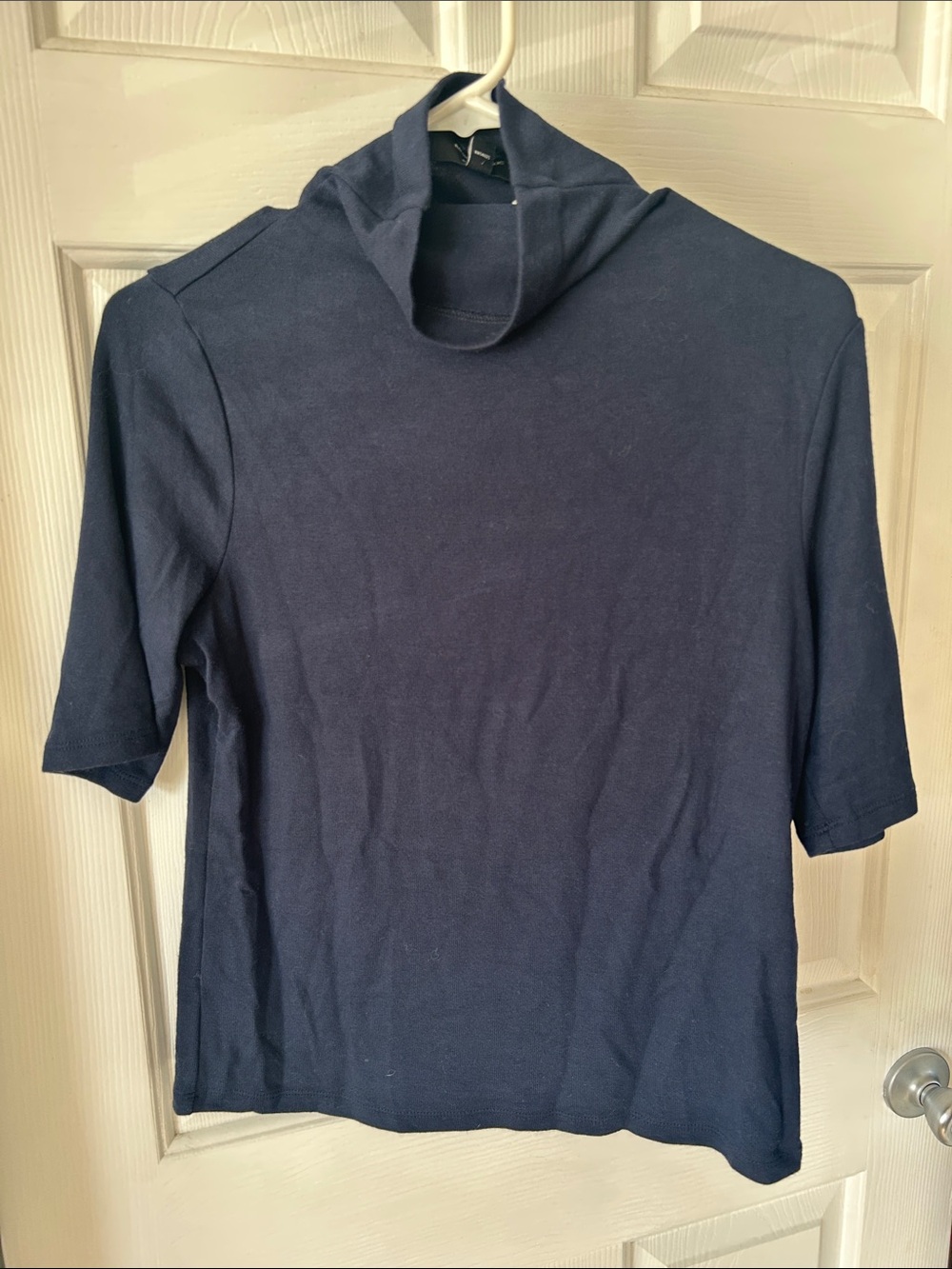 Banana Republic Factory Navy Short-Sleeve Mock Neck Top
